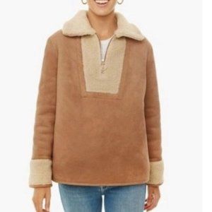 NWT Tuckernuck "Stella" Womens Size Small Tan 1/4 Zip Pullover Shearling Jacket